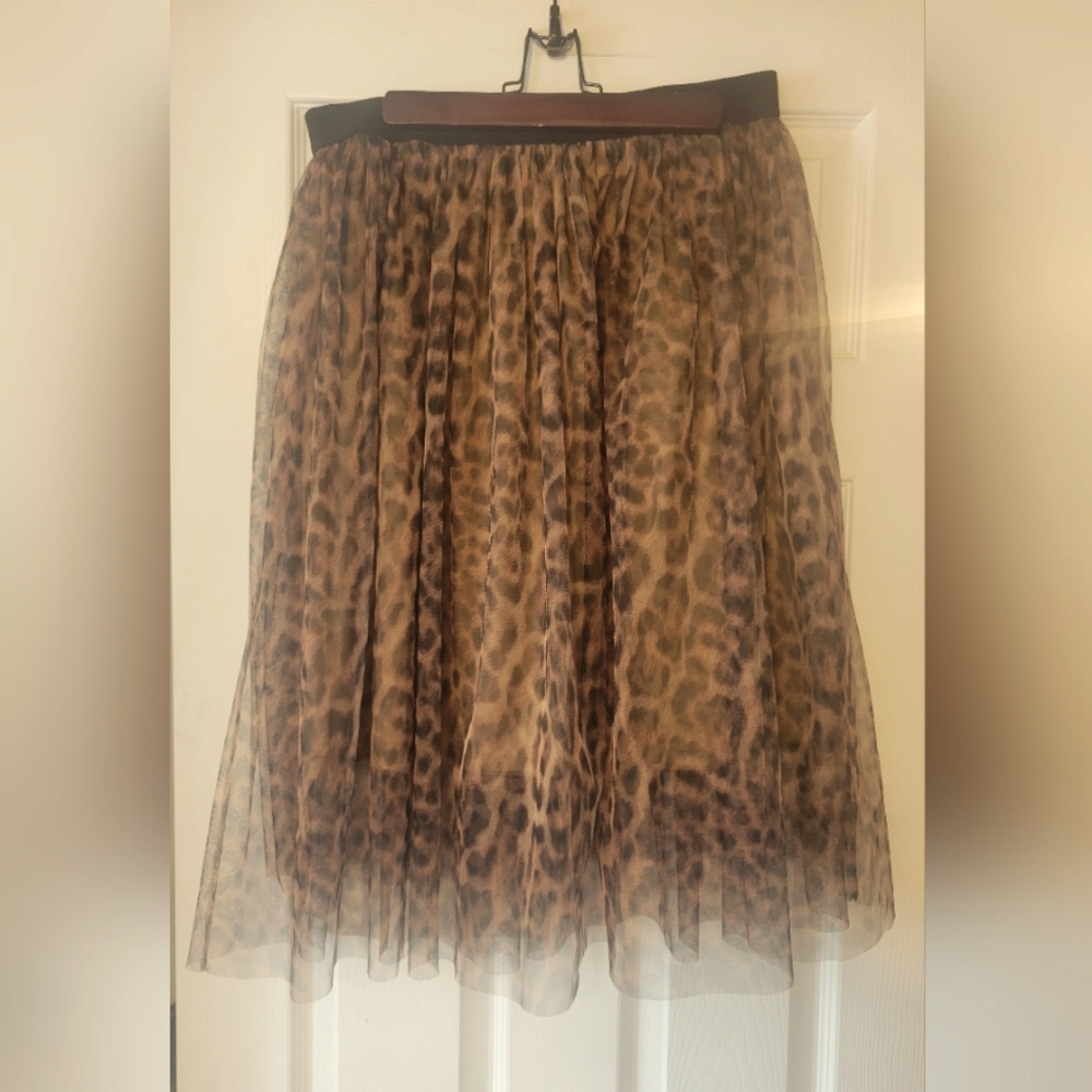 New! ee:some mesh leopard tulle skirt-large
